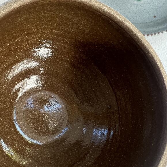 Vintage Stoneware Art Studio Pottery Cheese Dish Hand Painted Flowers Signed - Picture 8 of 15